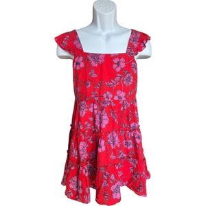 NWT Womens Band of Gypsies B.O.G. Collective Red & Pink Floral Print Dress  Sz S